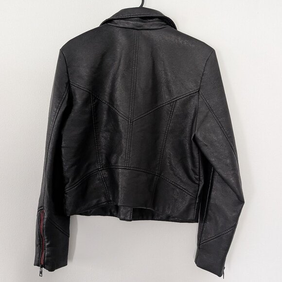 Skinnygirl Jeans Black Faux Leather Jacket – Size L - Picture 3 of 5